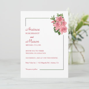 Invitation Joli Mariage d'Hibiscus peint