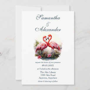 Invitation Joli Mariage Flamants roses