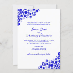 Invitation Joli Mariage Floral Royal Blue