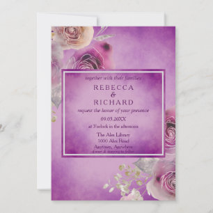 Invitation Joli Mariage Floral Violet