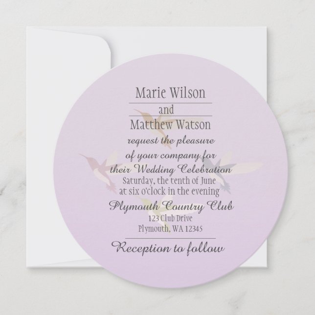 Invitation Joli Mariage Hummingbirds (Devant)