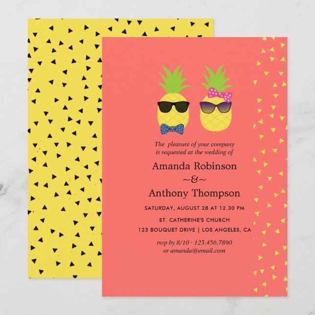 Invitation Joli mariage tropical exotique d'été sur la plage (Devant / Derrière)