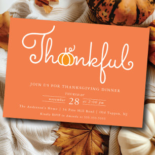 Invitation Joli Merci Citrouille Thanksgiving Dîner Invita