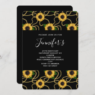 Invitation Joli Motif de tournesols jaunes sur l'anniversaire