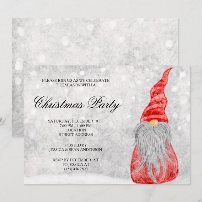 Invitation Joli Nisse Noël (Devant / Derrière)