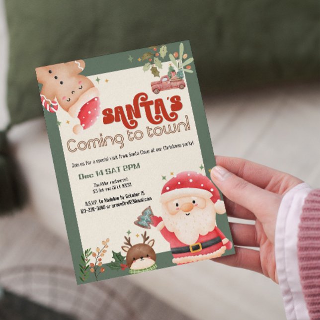 Invitation Joli Noël enfants Père Noël fête de vacances invit (Créateur téléchargé)