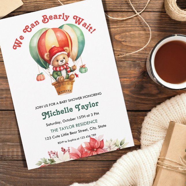 Invitation Joli Noël Nous Pouvons Attendre Bébé Garçon Douche (Créateur téléchargé)