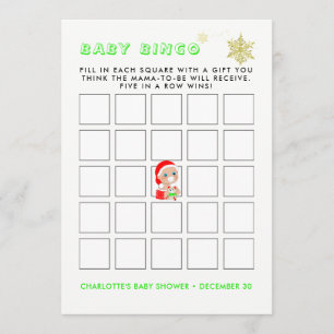Invitation Joli Noël Père Noël Baby Baby shower Jeu de Bingo