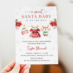 Invitation Joli Noël Sweet Père Noël bébé Baby shower fille