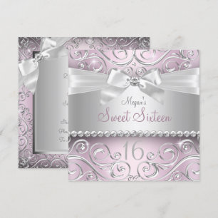 Invitation Joli nœud diamant & Tourbillon scintillant Sweet S