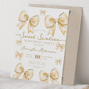Invitation Joli Nœud Papillon Coquette Douce 16 Anniversaire