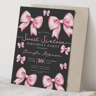 Invitation Joli Nœud Papillon Coquette Douce 16 Ans Anniversa