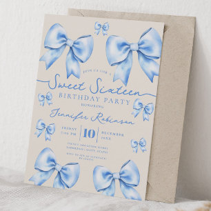 Invitation Joli Nœud Papillon Coquette Douce 16e Anniversaire