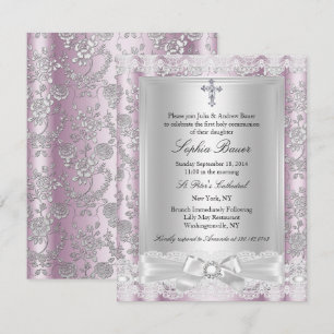 Invitation Joli Nœud rose Sainte Communion 3