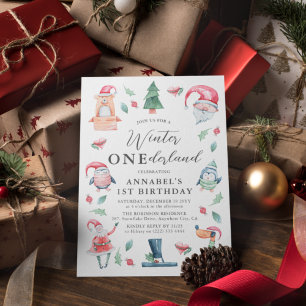 Invitation Joli ONEderland d'hiver Noël 1er anniversaire