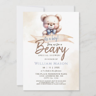 Invitation Joli Ours en Peluche C'est un Garçon Baby Shower A