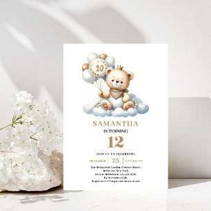 Invitation Joli Ours en Peluche pour 10ème Anniversaire Ballo