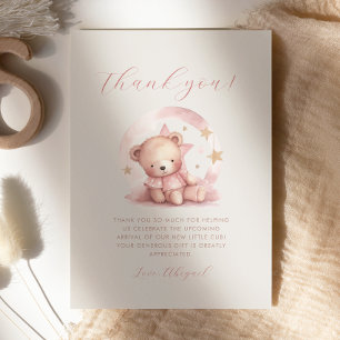 Invitation Joli Ours en Peluche Rose pour Remerciement de Bab