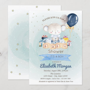 Invitation Joli Ours en Peluche, Stars Présente une Baby Show