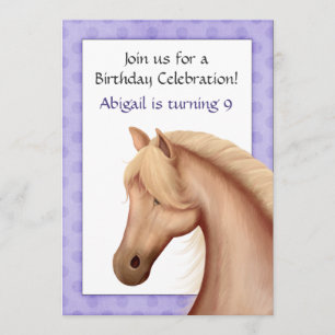 Invitation Joli Palomino Cheval Violet Anniversaire Invitatio
