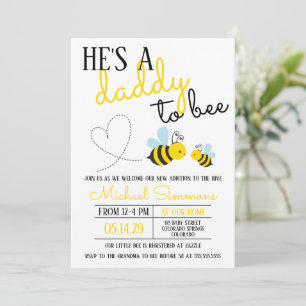 Invitation Joli papa jaune à Baby shower d'abeille