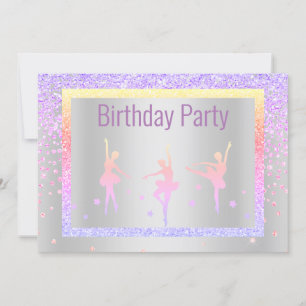 Invitation Joli Pastel Ballerina Étincelle Enfants Anniversai