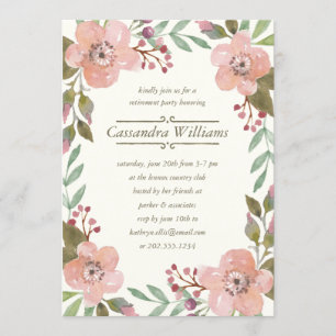 Invitation Joli Pastels Fête de retraite Floral Wreath