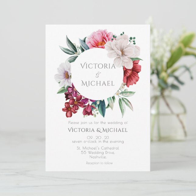 Invitation Joli Peonies Floral Mariage d'aquarelle (Debout devant)