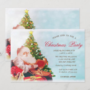 Invitation Joli Père Noël, Fête d'entreprise du sapin de Noël