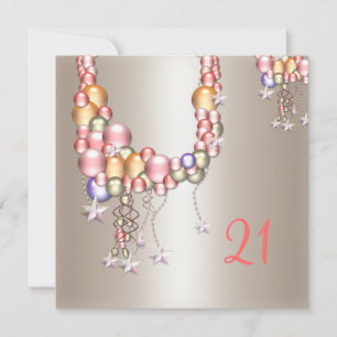 Invitation Joli perles de pêche en eau Stars 21e anniversaire