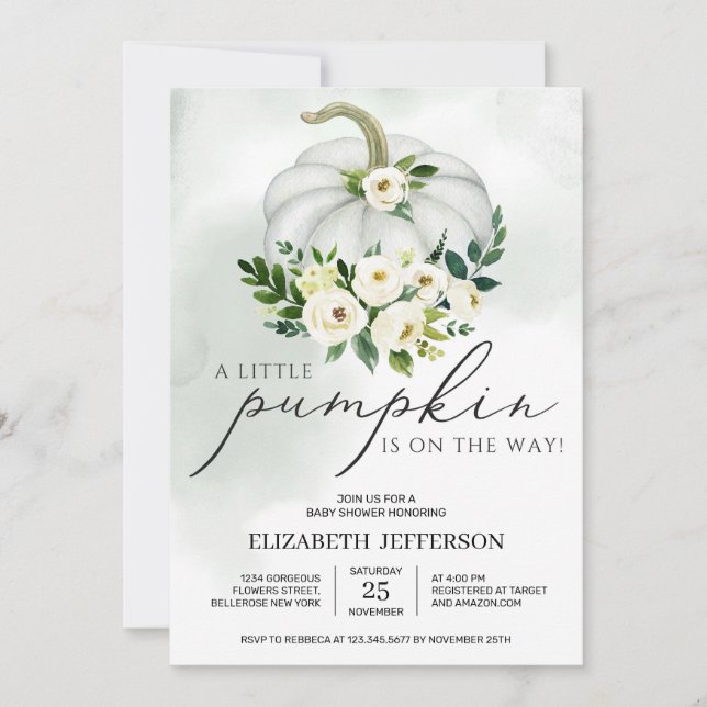 Invitation Joli petit baby shower boho citrouille (Devant)