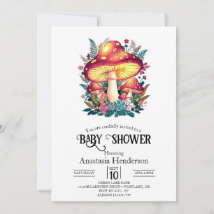 Invitation Joli petit Baby shower de champignons