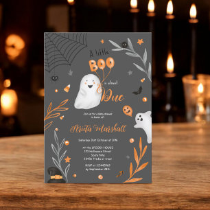 Invitation Joli petit baby shower orange Boo Halloween