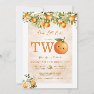 Invitation Joli Petit Bébé Orange 2e Anniversaire