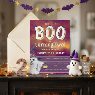 Invitation Joli Petit Boo Halloween Deuxième Anniversaire