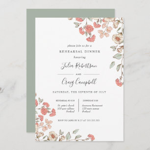 Invitation Joli petit bouquet de fleurs Blush Répétition Dîne