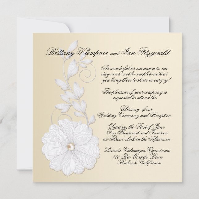 Invitation Joli petit bouquet de relief avec le champagne (Devant)