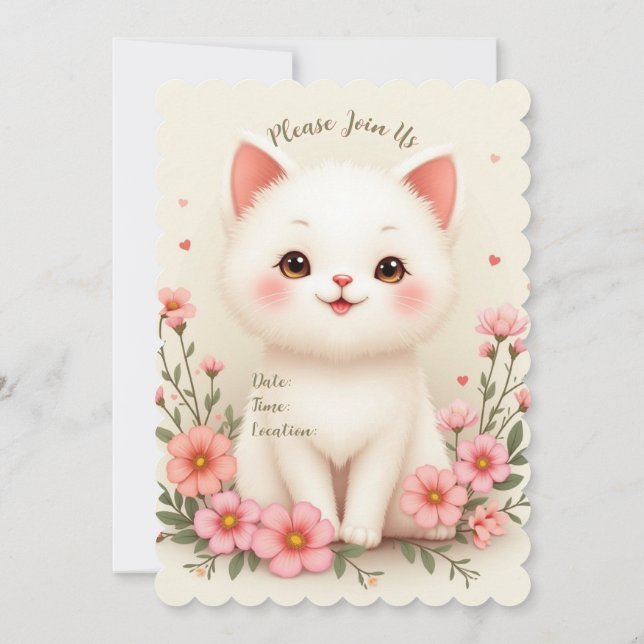 Invitation Joli Petit Chat Chaton (Dos)