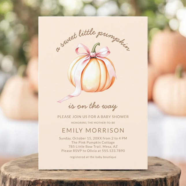 Invitation Joli petit Citrouille Baby shower de cou rose (Créateur téléchargé)