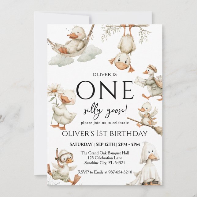 Invitation joli petit fou ,Un Fou Canard 1ère Fête (Devant)