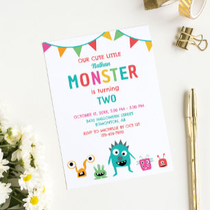 Invitation Joli petit garçon d'anniversaire monstre Halloween