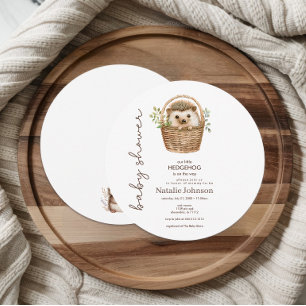 Invitation Joli petit hérisson adorable Baby Shower Rond