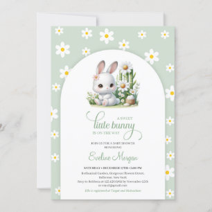Invitation Joli petit lapin avec ressort marron neutre genre
