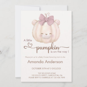 Invitation Joli petit ours Citrouille Baby shower d'automne