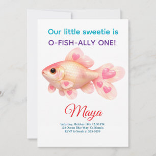 Invitation Joli Poisson Rouge Rose O-Fish-Ally Un 1er Anniver