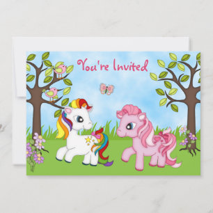 Invitation Joli Ponies colorées Filles Cheval Anniversaire In