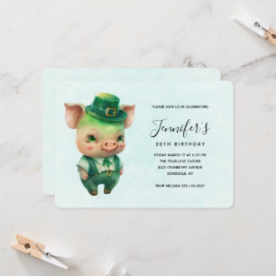 Invitation Joli porc vert Fairytale dans un joli Anniversaire