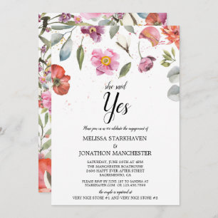 Invitation Joli Printemps Floral Elle A Dit Oui Parti Engagem