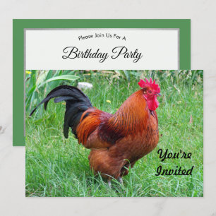 Invitation Joli profil de poulet rouge Photo Anniversaire
