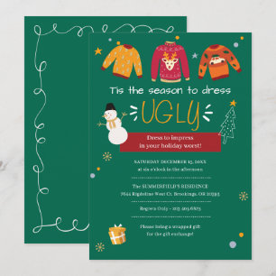 Invitation Joli pull de Noël laid pour la fête au bureau